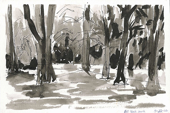 Bill Yeck Park, Centerville OH, Pen and Ink wash
