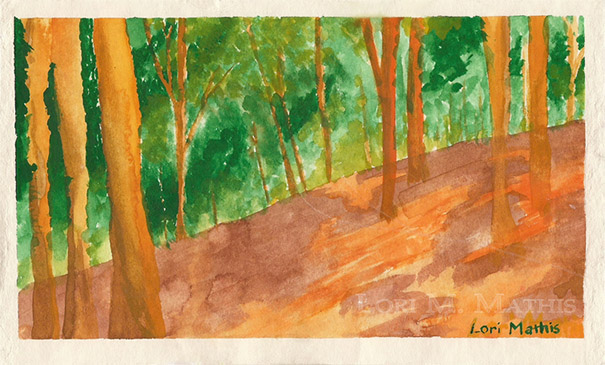 Black Oak Park in the evening, Centerville OH, watercolor