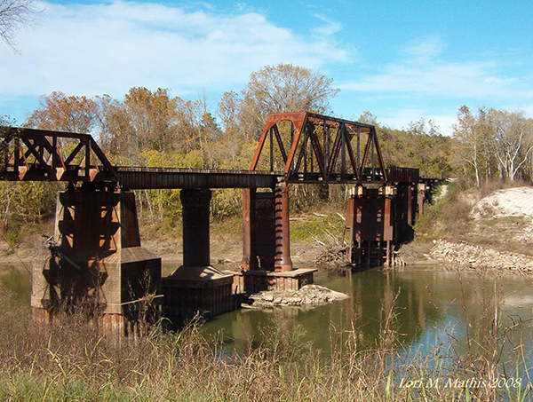 Railroad Bridge over Trinity River near Goodrich, TX