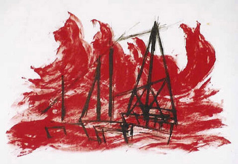 Sailboats Journey, state 9, lithograph