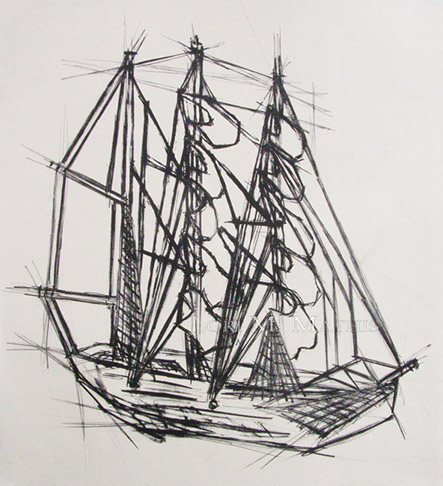 Sailboats Watch, state 1, lithograph