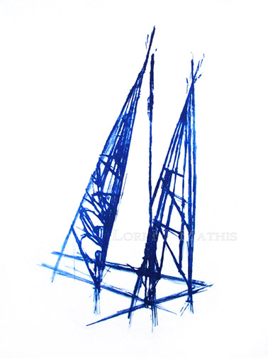 Sailboats Watch, state 3, lithograph