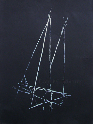 Large Sailboat Study, state 4, lithograph, completed 2002