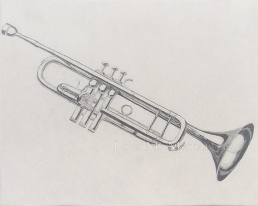 Graphite sketch of a trumpet